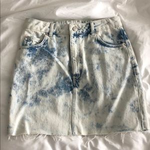 BLUE DENIM ACID WASH HIGH WAIST SKIRT